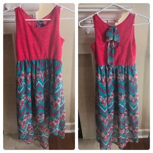 Cute Patterned High-Low Dress